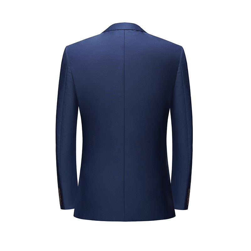 Men's British Fit Dark Blue Casual Three-piece Suit