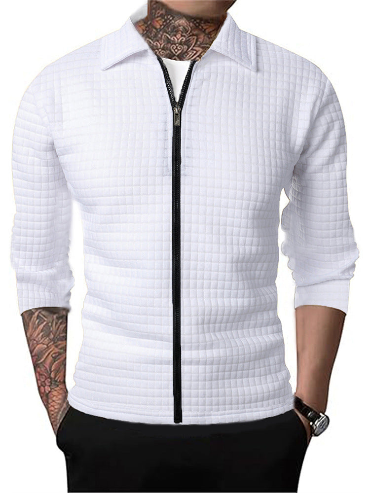 Men's Casual Long-sleeved Lapel Waffle Jacket