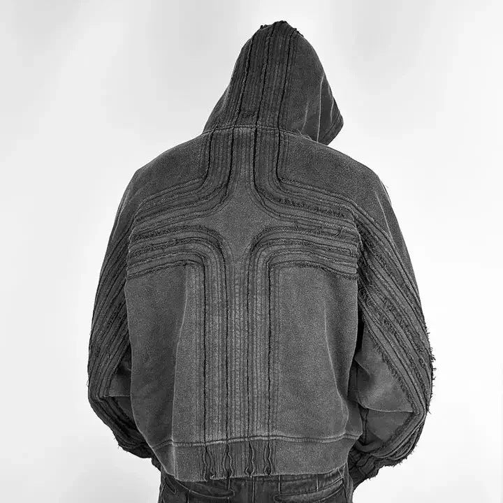 Street Heavy Cotton Loose Hand Frayed hoodie