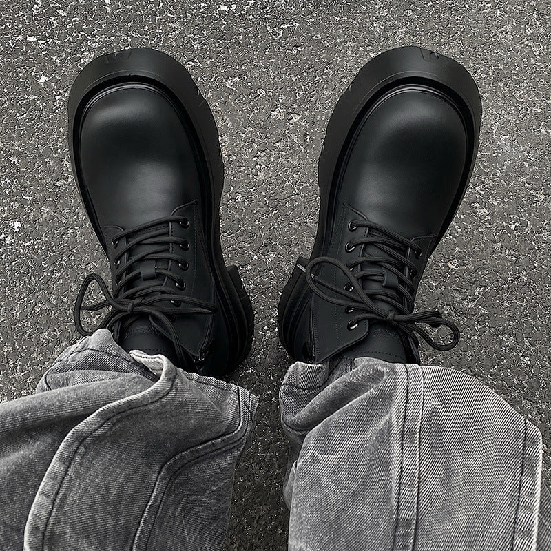 Black Platform Height Increasing Casual Martin Boots