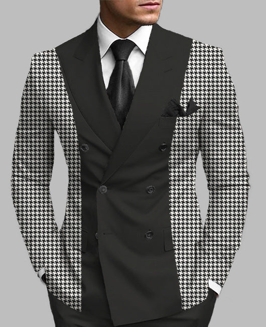 Men's Printed Posterior Median Split Suit Jacket