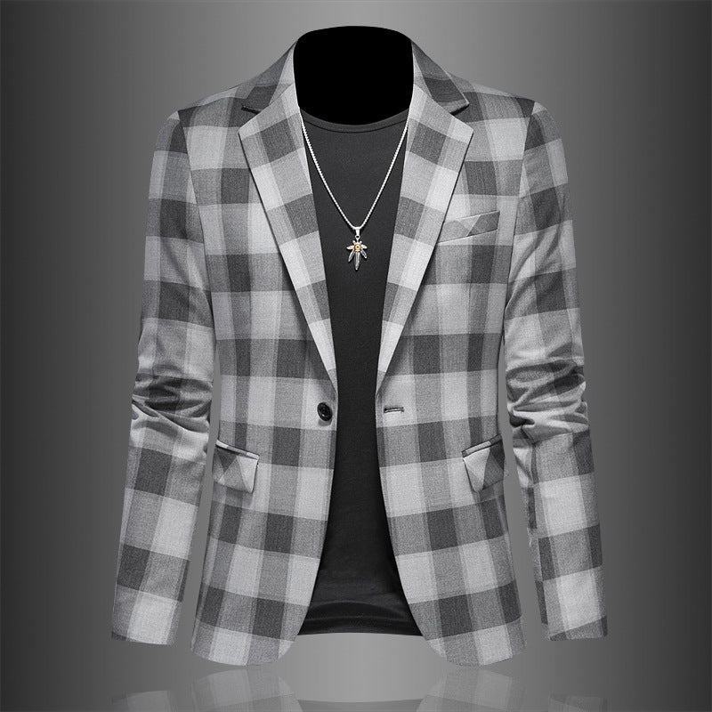 Plaid Three-dimensional Slim Fit suit jacket