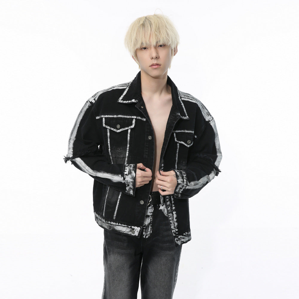 Spring Fashion Handmade Painting Retro Denim Suit