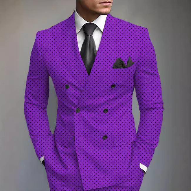 Men's Printed Posterior Median Split Suit Jacket