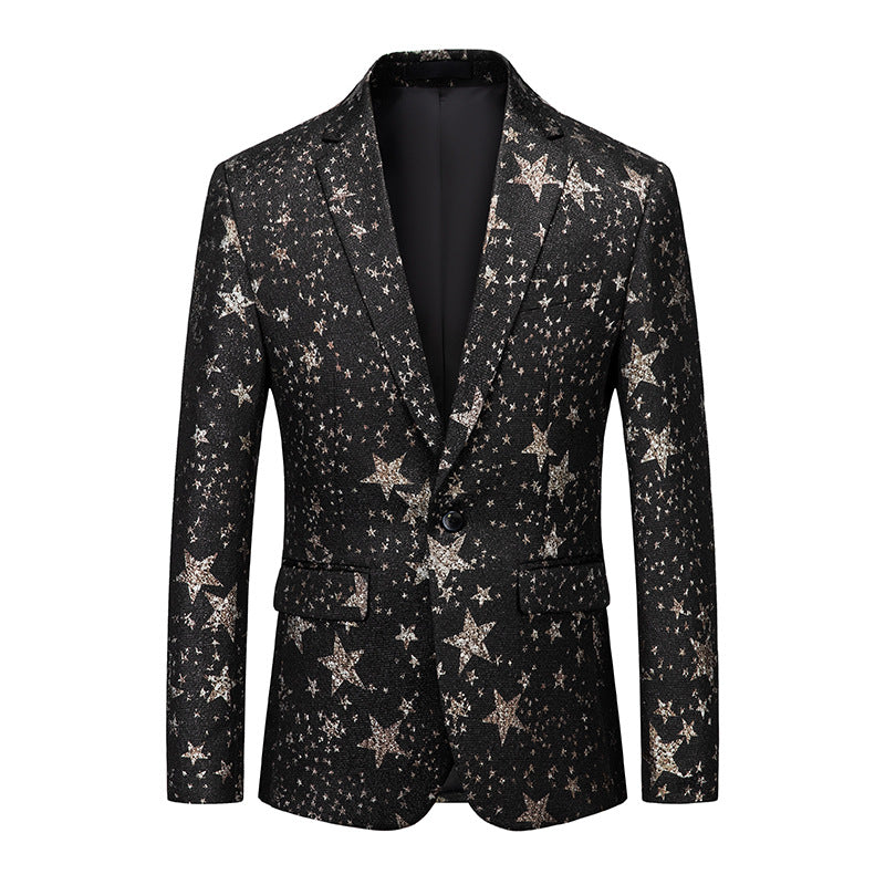 Men's Simple Printed Suit Jacket