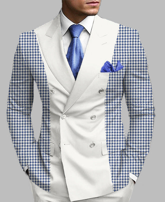 Men's Printed Posterior Median Split Suit Jacket
