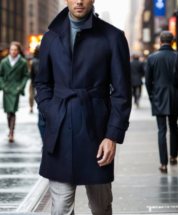 Men's Raglan Sleeves Woolen Coat