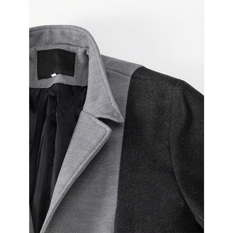 Mid-length Color Matching Single-breasted Trench Coat