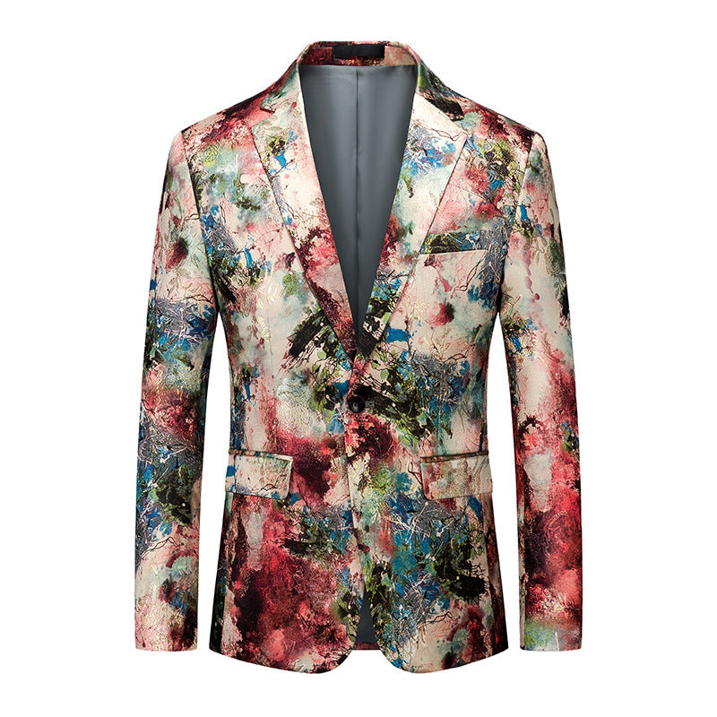Men's Simple Printed Suit Jacket