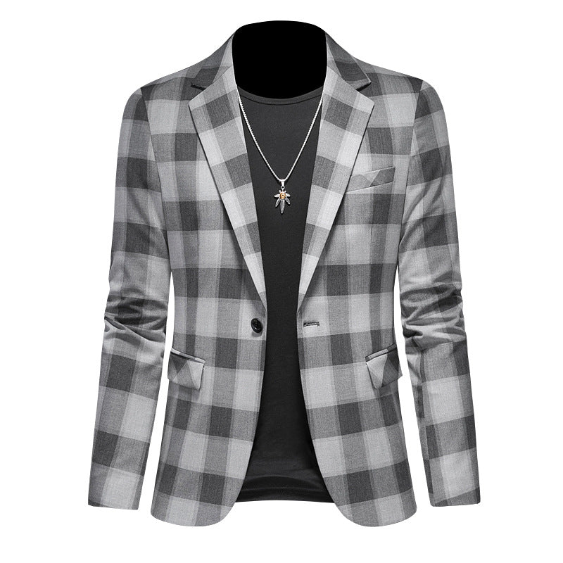 Plaid Three-dimensional Slim Fit suit jacket