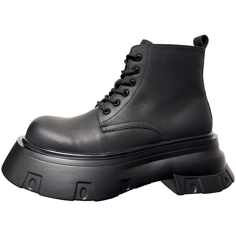 Black Platform Height Increasing Casual Martin Boots