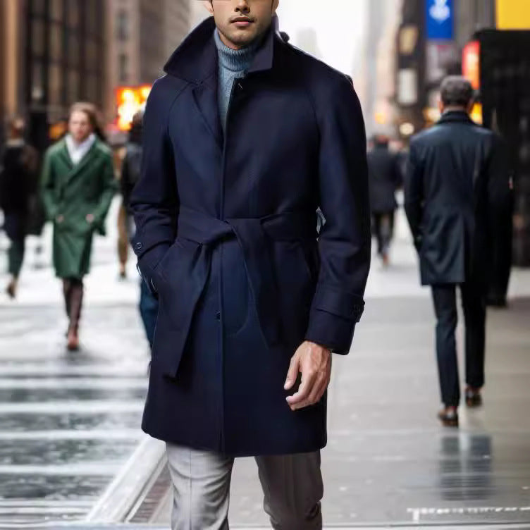 Men's Raglan Sleeves Woolen Coat