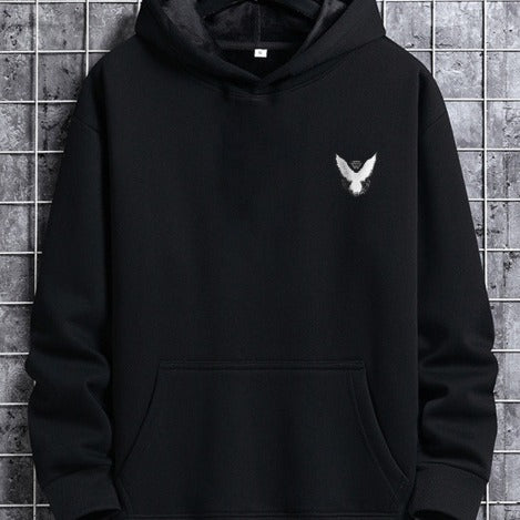 Retro Spell Crow Totem Printed Hoodie