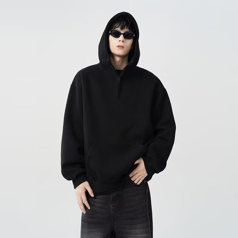 Men's Casual All-match Hooded Fleece Lined Sweater