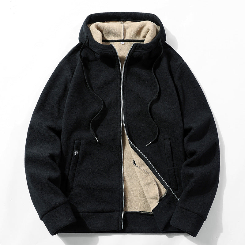 Men's Outdoor Fleece Coat Hooded Polar Fleece Jacket