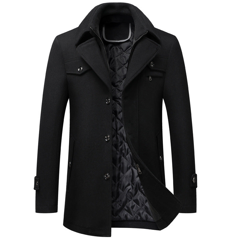 Men's Woolen Thickened Overcoat Jacket