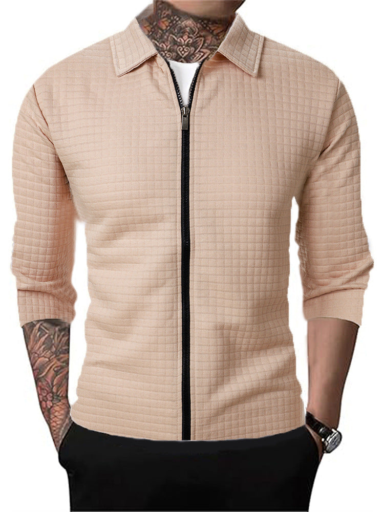 Men's Casual Long-sleeved Lapel Waffle Jacket