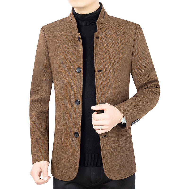 Stand Collar Wool Woolen Jacket Casual Coat
