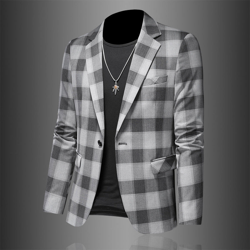 Plaid Three-dimensional Slim Fit suit jacket