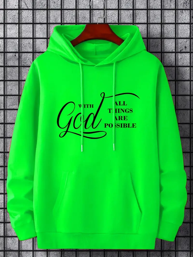 Text Printing Plus Velvet Fall winter Hoodie