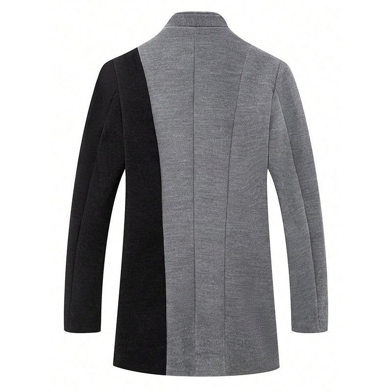 Mid-length Color Matching Single-breasted Trench Coat