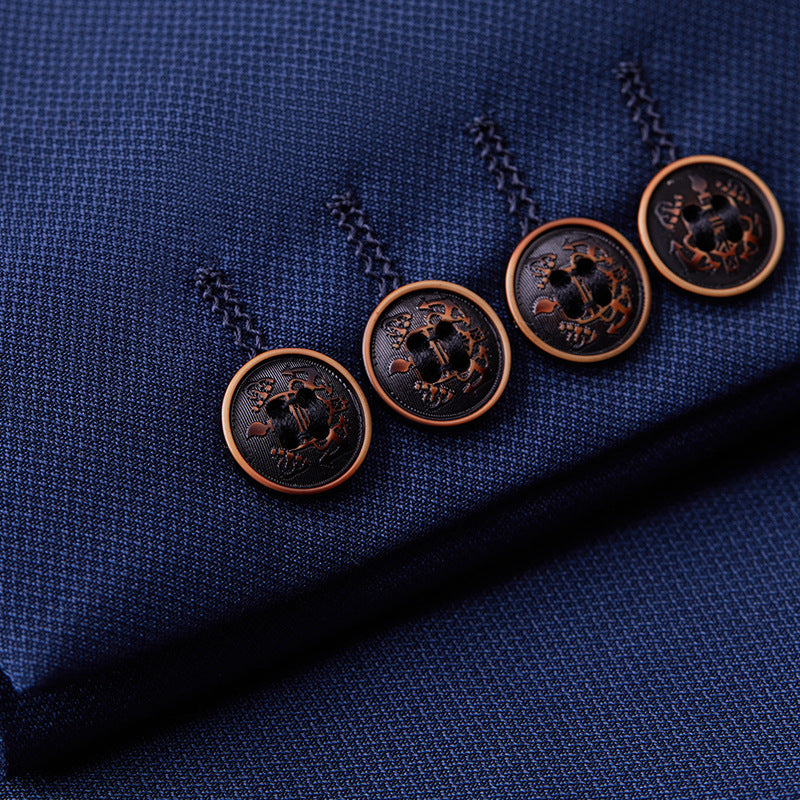 Men's British Fit Dark Blue Casual Three-piece Suit