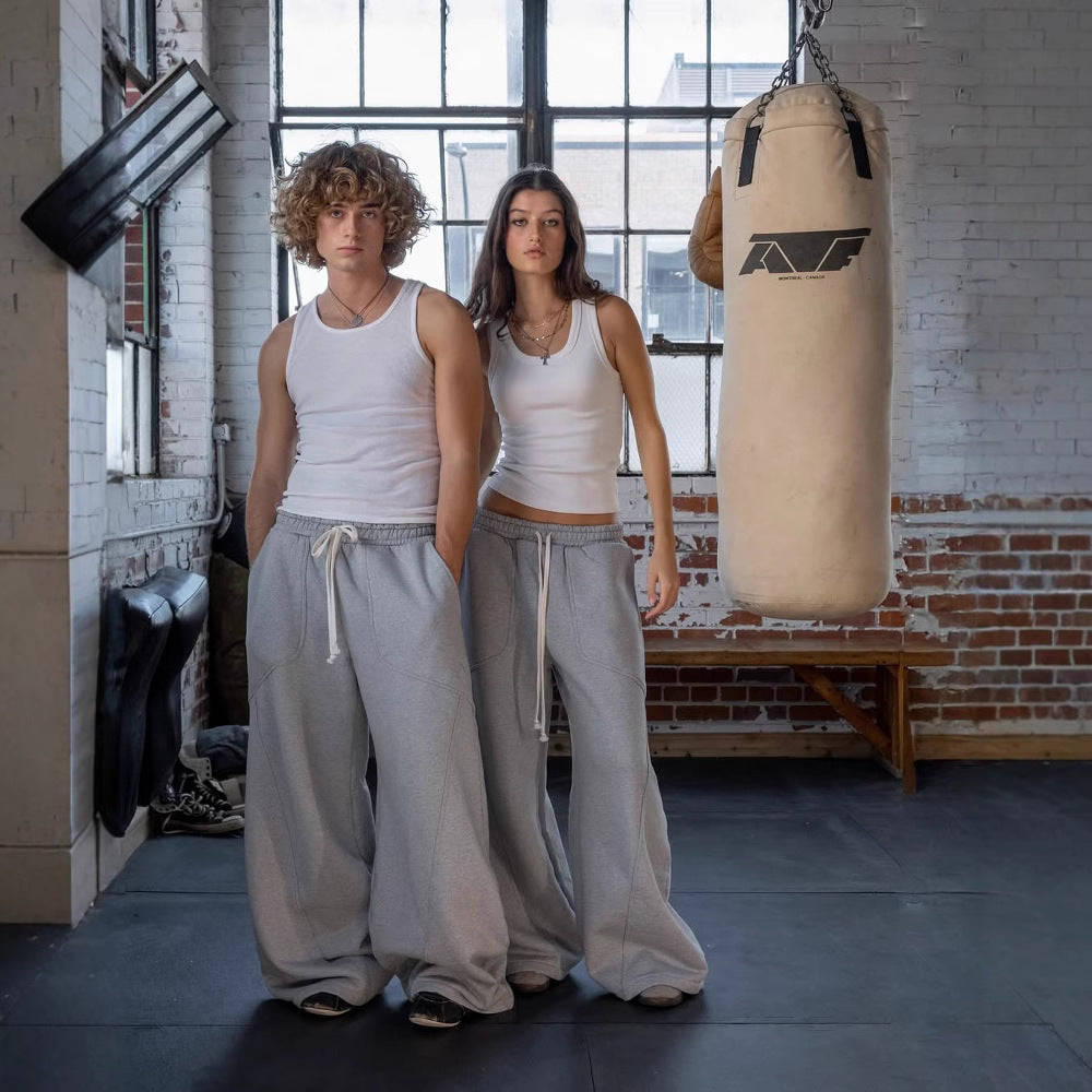 Embroidered Men's And Women's Wide-leg Pants Loose Casual Pants