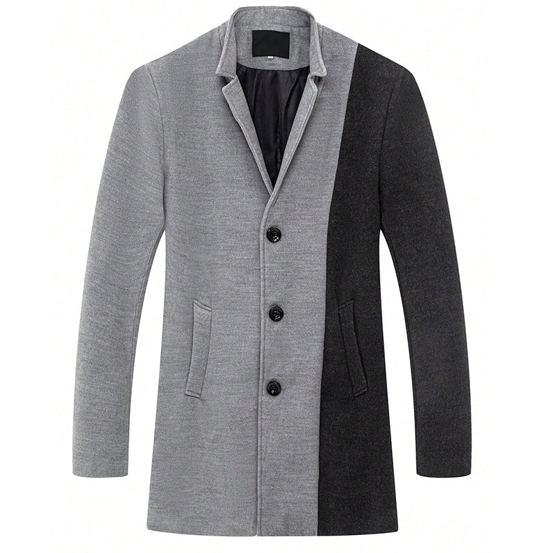 Mid-length Color Matching Single-breasted Trench Coat