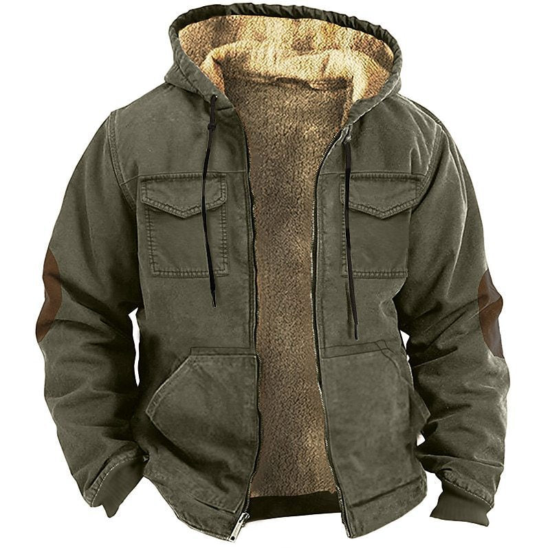 Fleece-lined Thick Ethnic Style Double-pocket Double-layer Thick Velvet Cotton-padded Jacket
