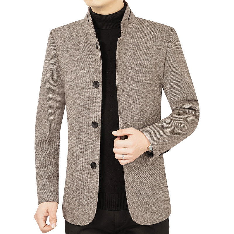 Stand Collar Wool Woolen Jacket Casual Coat