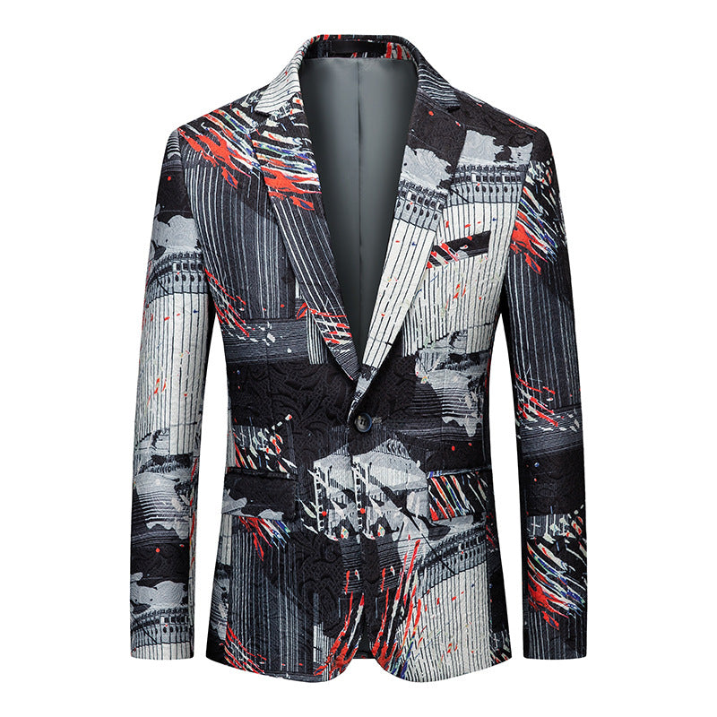 Men's Simple Printed Suit Jacket
