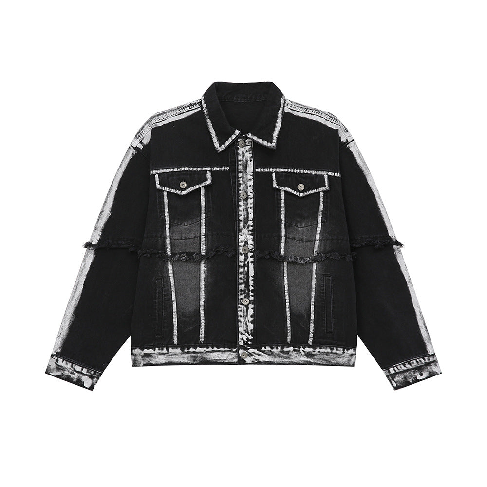 Spring Fashion Handmade Painting Retro Denim Suit