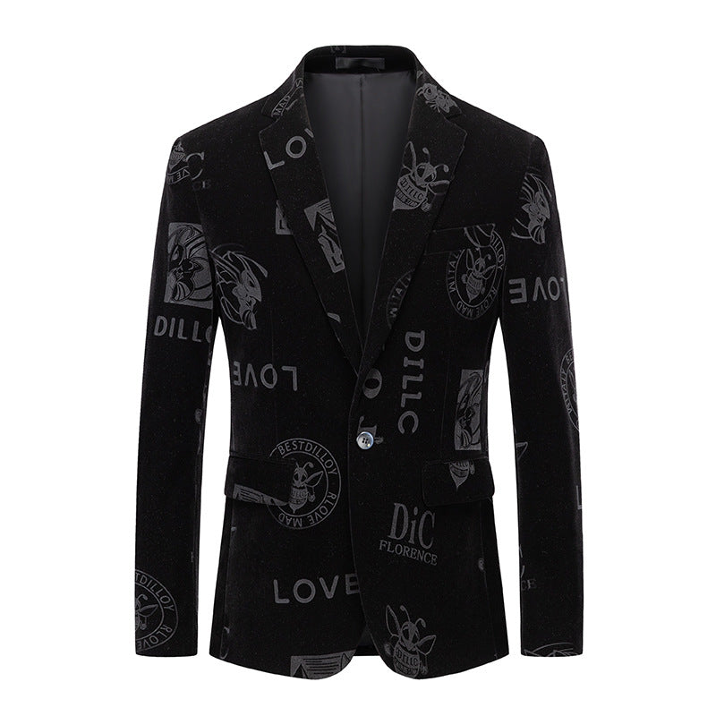 Men's Simple Printed Suit Jacket