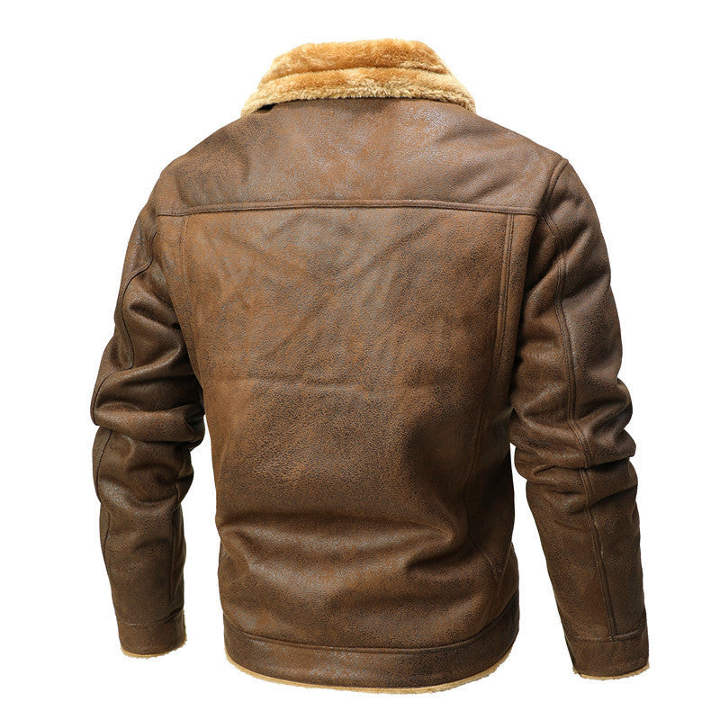 Men's Autumn And Winter Fur Korean Lapel Slim Fit Warm Coat