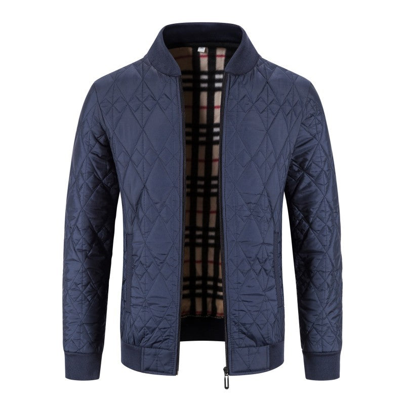 Men's Fleece-lined Thickened Diamond Plaid Jacket