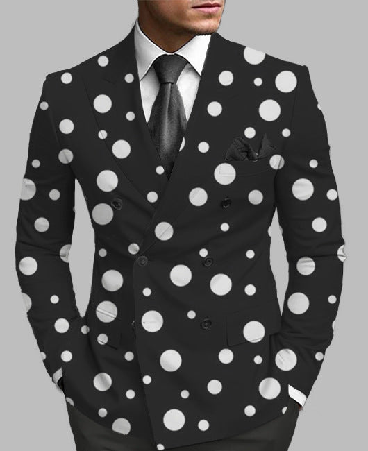 Men's Printed Posterior Median Split Suit Jacket