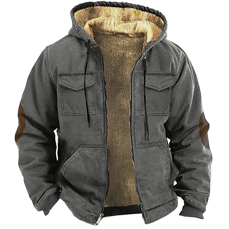Fleece-lined Thick Ethnic Style Double-pocket Double-layer Thick Velvet Cotton-padded Jacket
