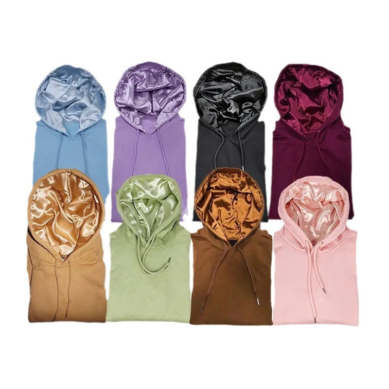 Brushed Hoody Silk Lining Hat Cotton Mixed Polyester hoodie