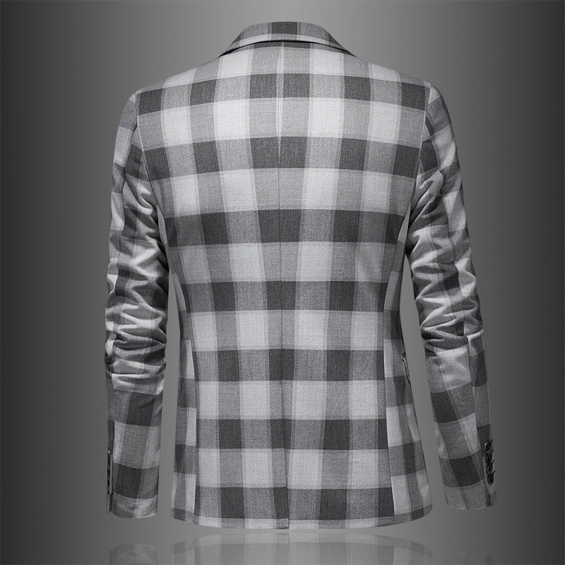 Plaid Three-dimensional Slim Fit suit jacket