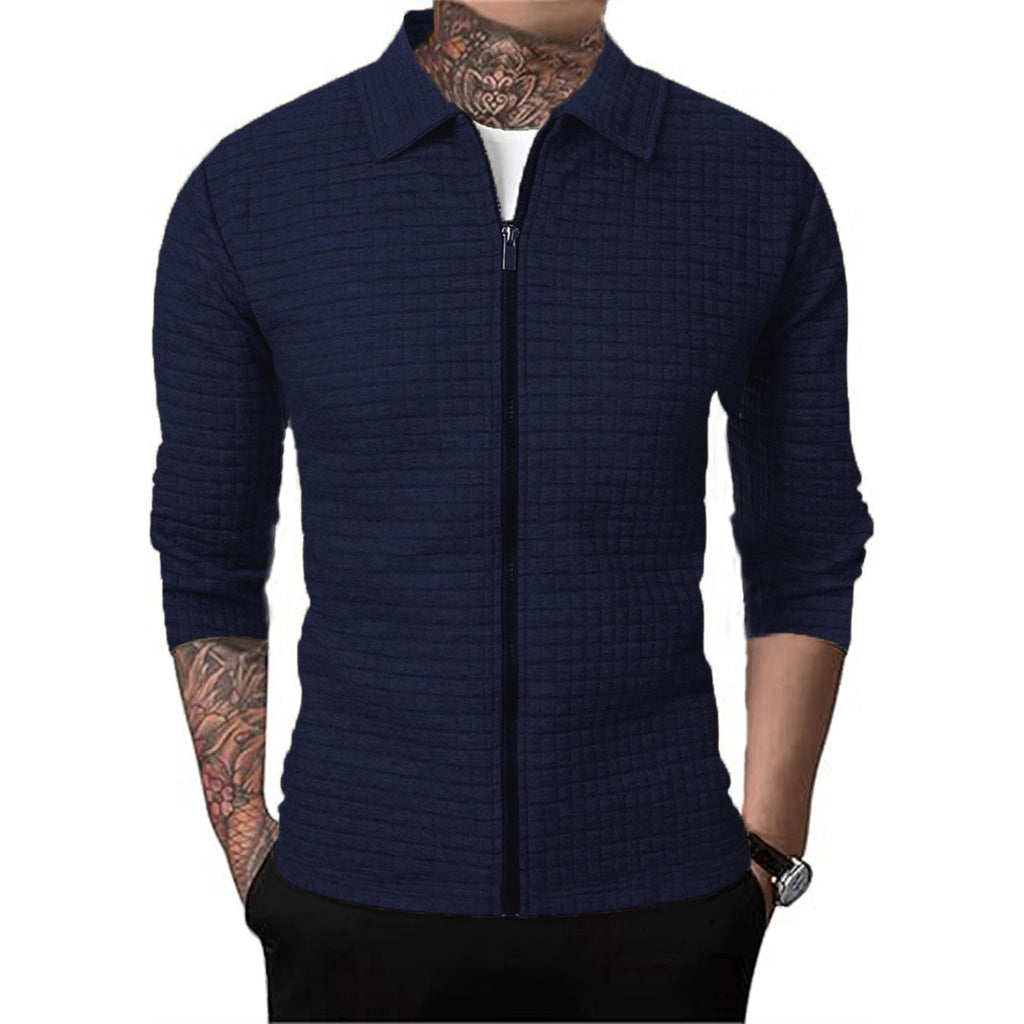 Men's Casual Long-sleeved Lapel Waffle Jacket