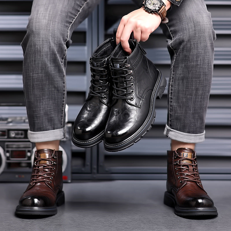 British Style All-matching Work Ankle Haulage Motor Leather Boots