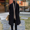 Men's Mid-length Over-the-knee Suit Collar Double Breasted Woolen Trench Coat