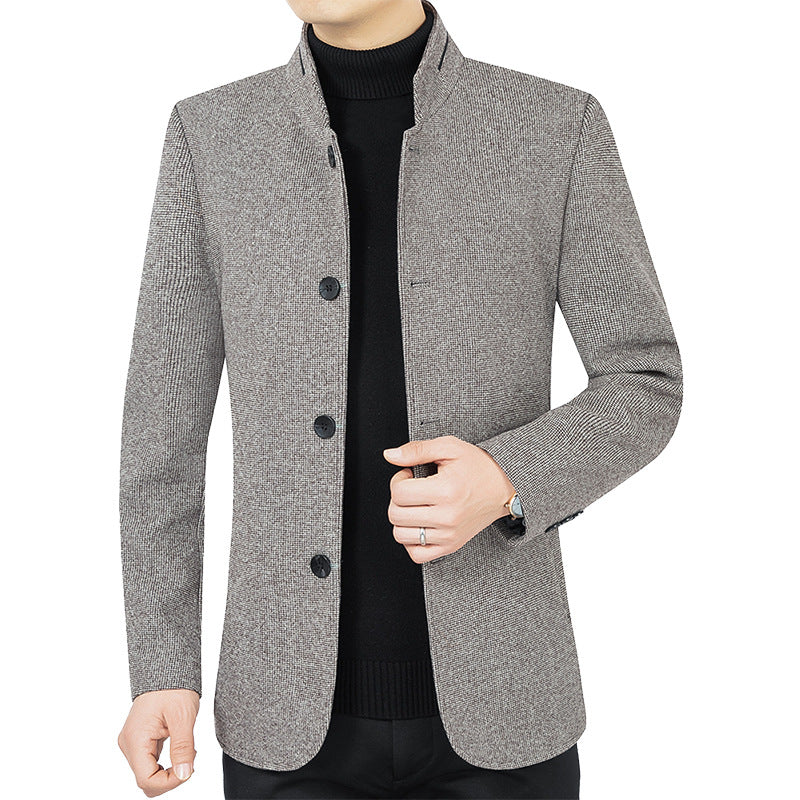 Stand Collar Wool Woolen Jacket Casual Coat