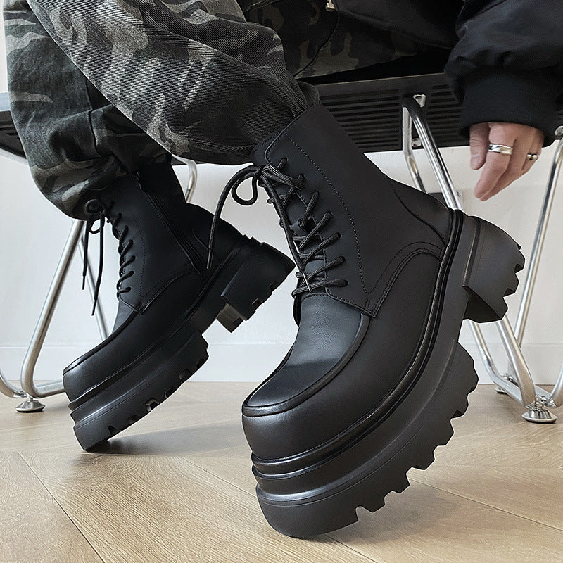 Height Increasing 7CM Lace-up Platform High-top Casual Martin Boots
