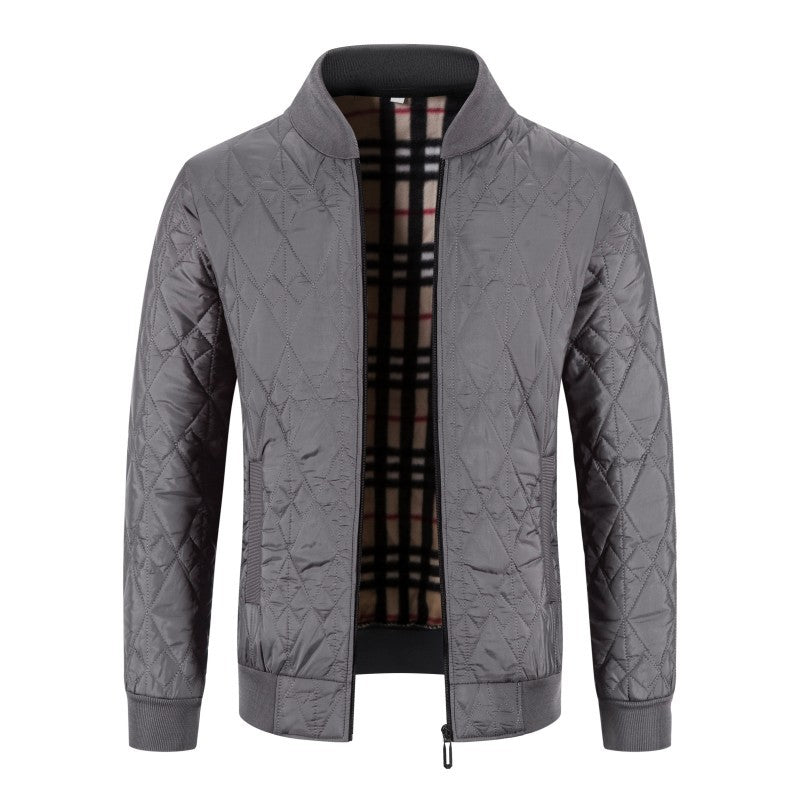 Men's Fleece-lined Thickened Diamond Plaid Jacket