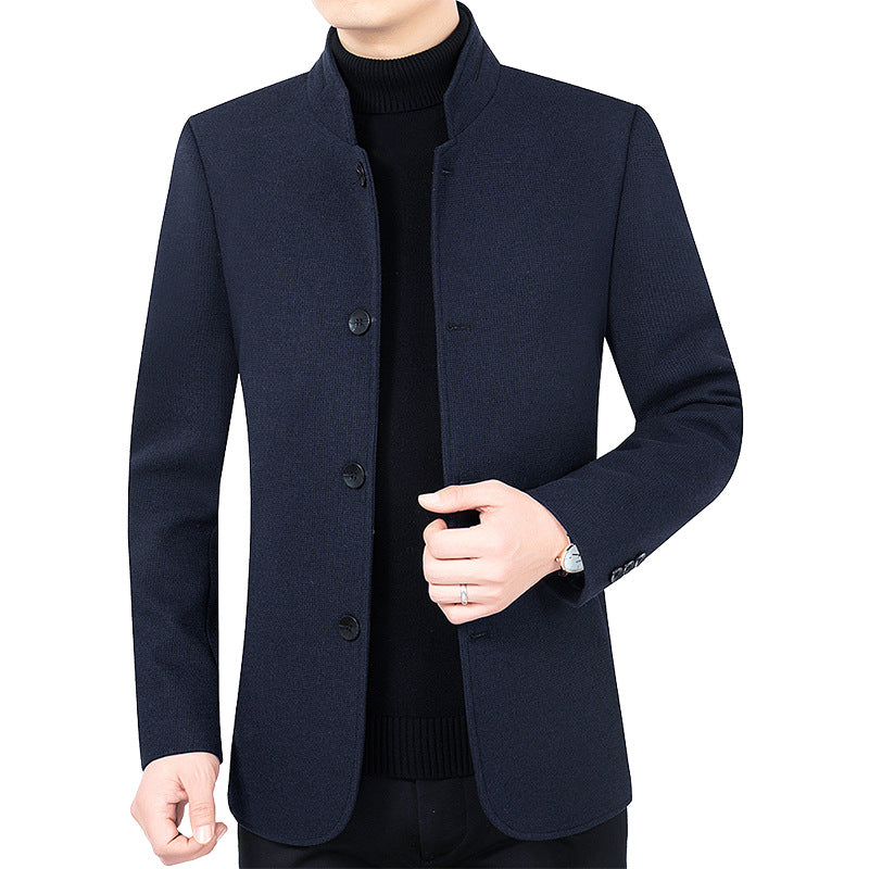 Stand Collar Wool Woolen Jacket Casual Coat