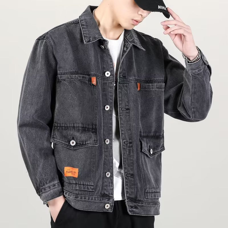 Gray Vintage Denim Jacket Men