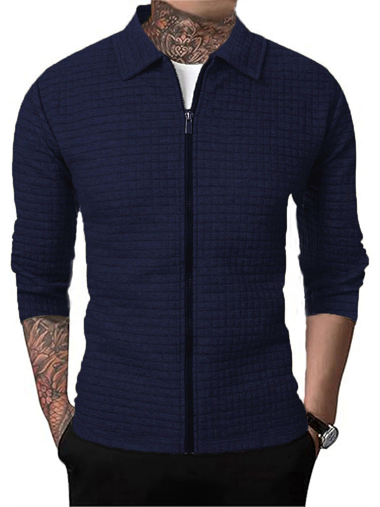 Men's Casual Long-sleeved Lapel Waffle Jacket