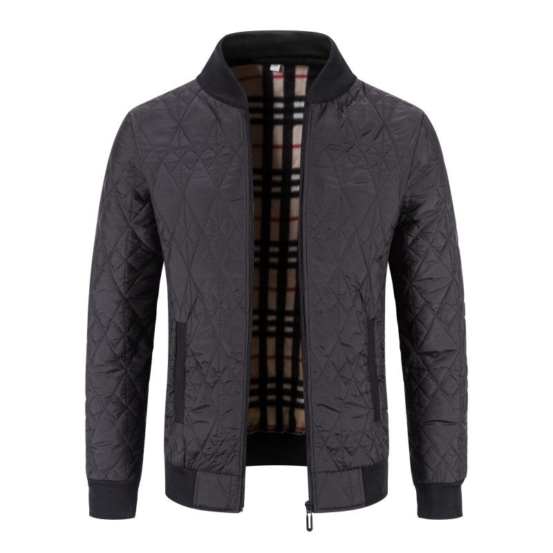 Men's Fleece-lined Thickened Diamond Plaid Jacket