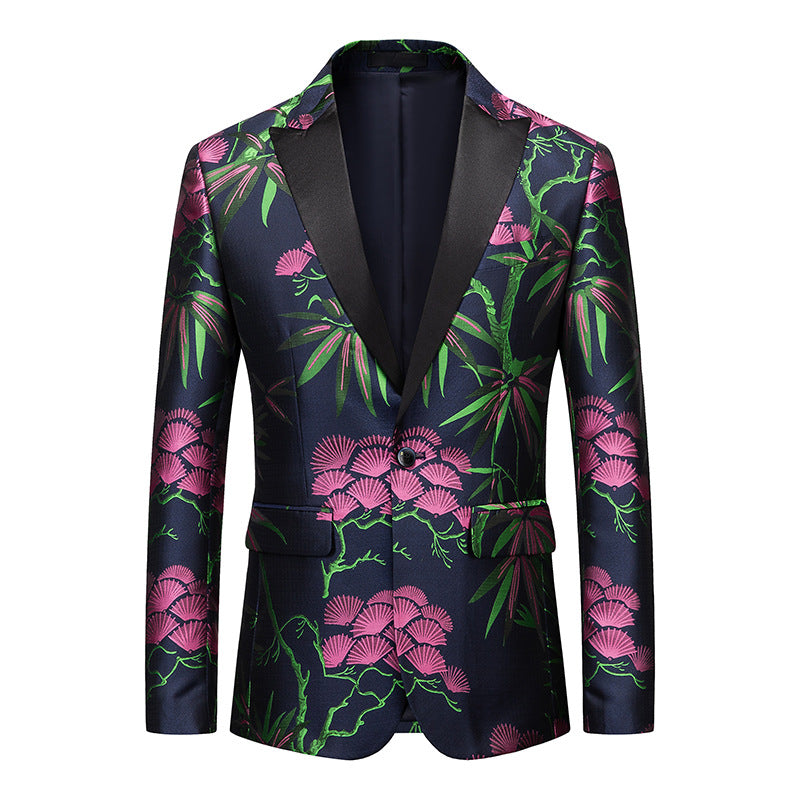Men's Simple Printed Suit Jacket